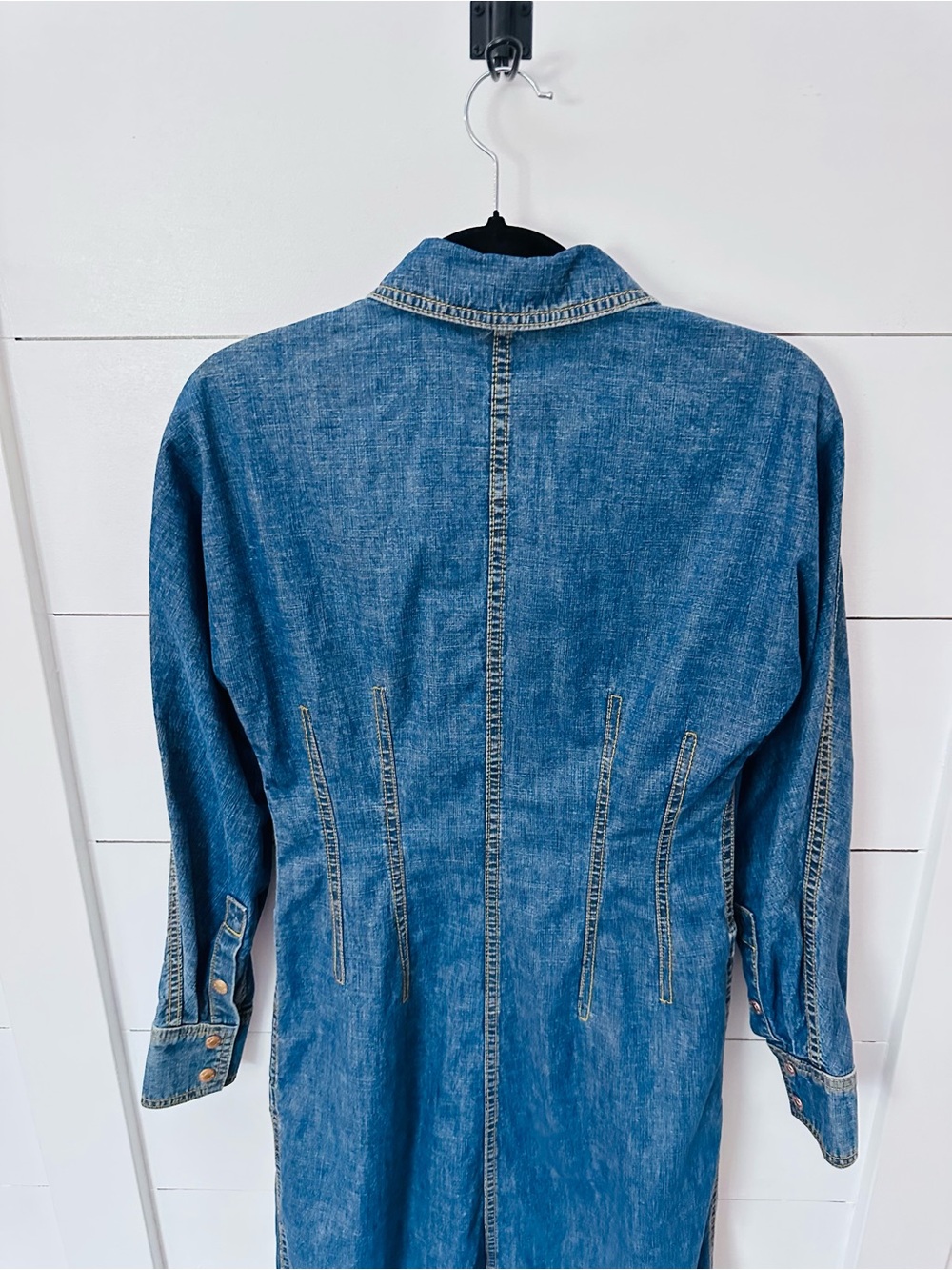 Tory Burch 0 Denim blue 100% cotton Button-Front quiet luxury Shirt Dress - Picture 13 of 13